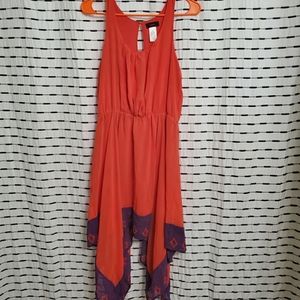 Mark Orange Asymetrical Hem Button Back Drss